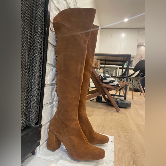 Heeled leather knee high boots - Picture 3 of 7